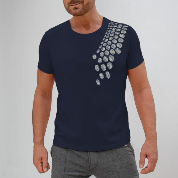 Embroidered Contrast Hexagon T-Shirt navy blue