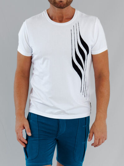 Men T-Shirt white layered fabric with _stitched Design_handmade_ maspalomas