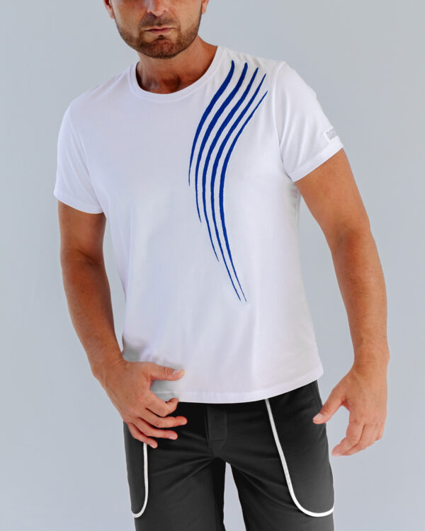 Embroidered Geometric T-Shirt white blue