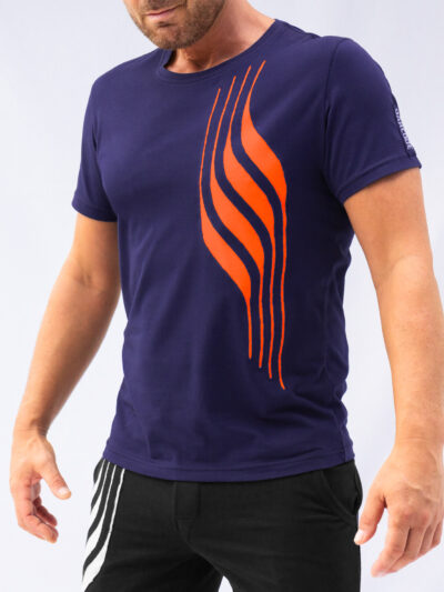 Men T-Shirt purple orange layered colour fabric with _stitched Design