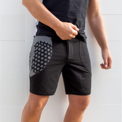 Black and Grey Embroidery Shorts